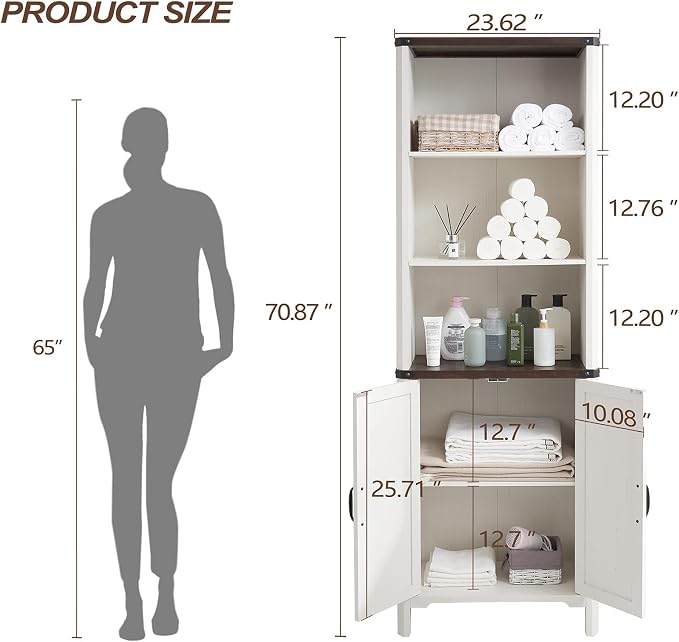 70.87 Tall Bathroom Storage Cabinet, Farmhouse Storage Cabinet - Image 2