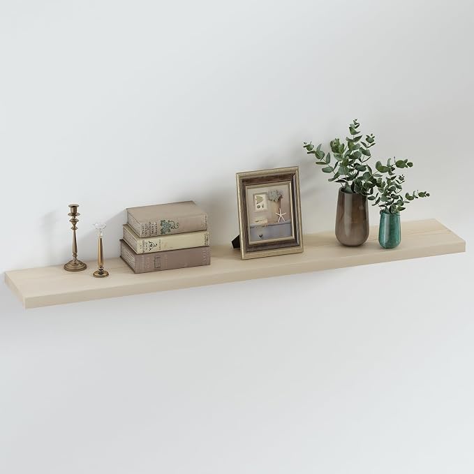 SAUMONIERES Floating Shelves 8 Inch Deep Solid Wood Wide Wall Shelf Set of 1 by Saumonieres