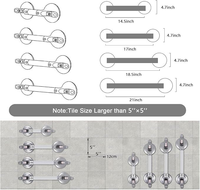 21inch Upgrade Suction Shower Grab Bar, Portable Shower Handle Bar Suction Grip - Image 3