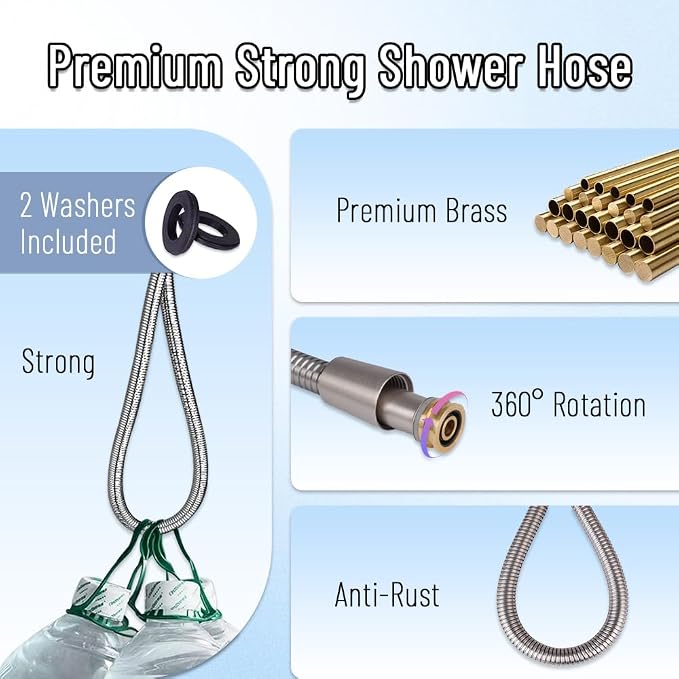 Shower Hose, Thickened Shower Head Hose Replacement, Kink-Free 304 Stainless - Image 4
