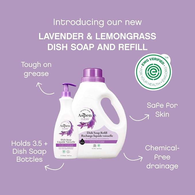 AspenClean Natural Dish Soap and Refill Lavender and Lemongrass - Image 2