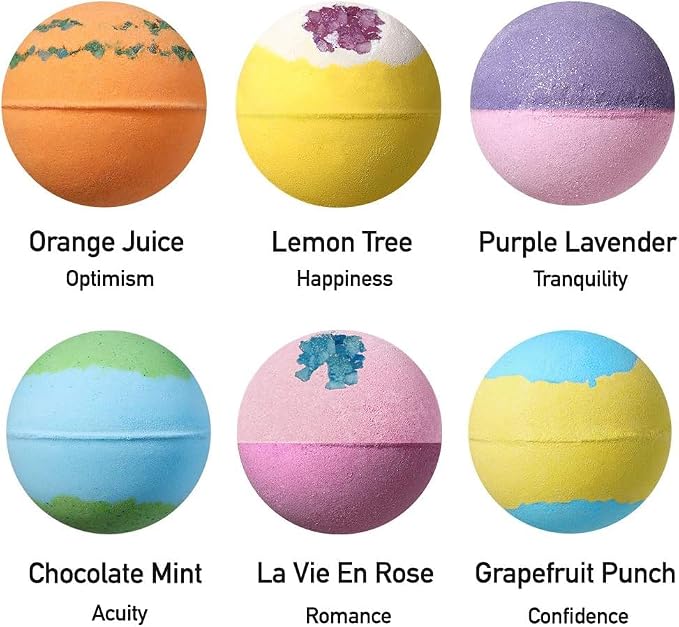 Lagunamoon Bath Bombs Gift Set, 6 Piece XXL Handmade Fizzy Shower Bombs - Image 2