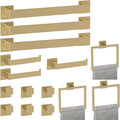 Bathroom Accessory Towel Bar Set: 15 Pieces Gold Bathroom Hardware Square by PAHSFSLLC