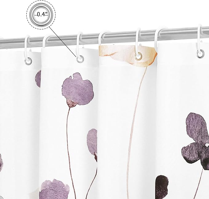 Gibelle Long Shower Curtain 72 x 78, Watercolor Floral Fabric Shower Curtain - Image 4