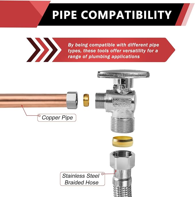 5-Pack EFIELD Angle Stop Valve 1/2" Nominal Compression x 3/8" OD - Image 4