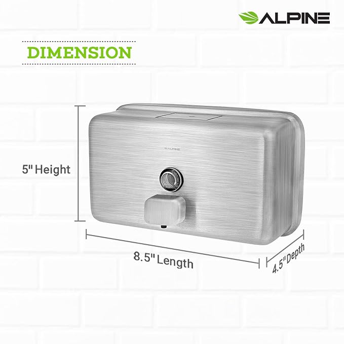 Alpine Wall Mounted Stainless Steel Liquid Soap Dispenser - Image 2