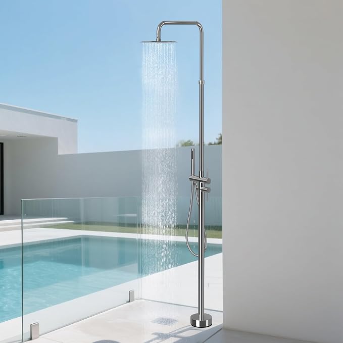 RBROHANT Freestanding Outdoor Shower Chrome, Height Adjustable Outside Showers - Image 8