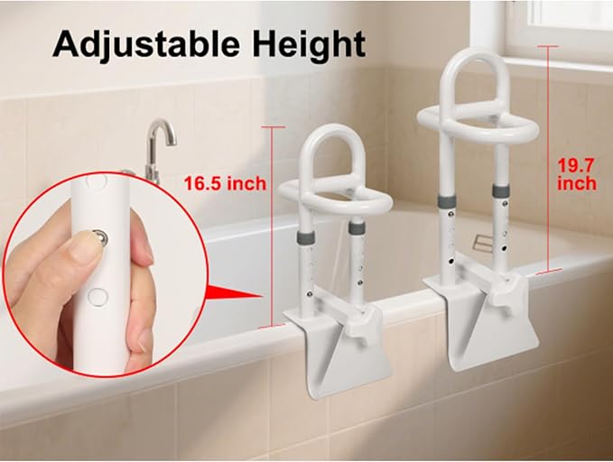 YEEGO DIRECT Bathtub Safety Rail, Height Adjustable Shower Bathtub Grab Bars - Image 3
