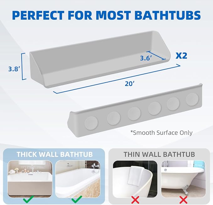 Splash Guard for Bathtub, 3.8" x 3.6" Silicone Bath Tub Splash Guard - Image 5