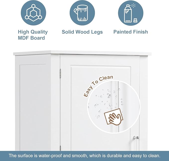 Tall Bathroom Storage Cabinet, Wood Bathroom Kitchen Pantry Cabinet - Image 5