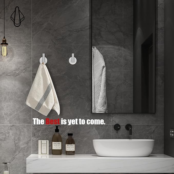 JQK Self Adhesive Towel Hook Brushed, No Drill Stick on Coat Robe Clothes Wall - Image 3