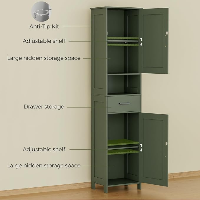 Homhedy 67" H Tall Bathroom Storage Cabinet - Image 5