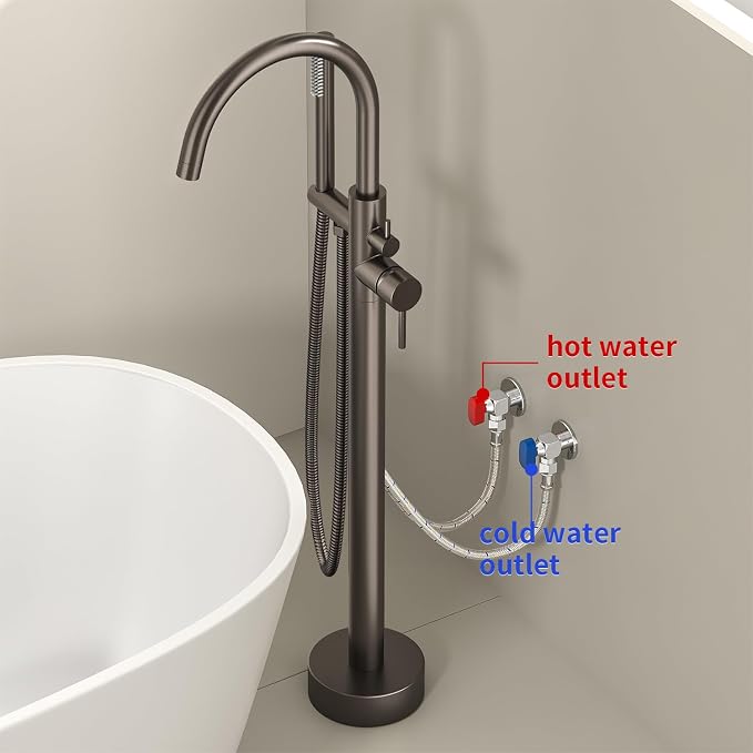 Freestanding Bathtub FaucetFloor Mount Bathtub Filler Shower Mixer Faucet - Image 6