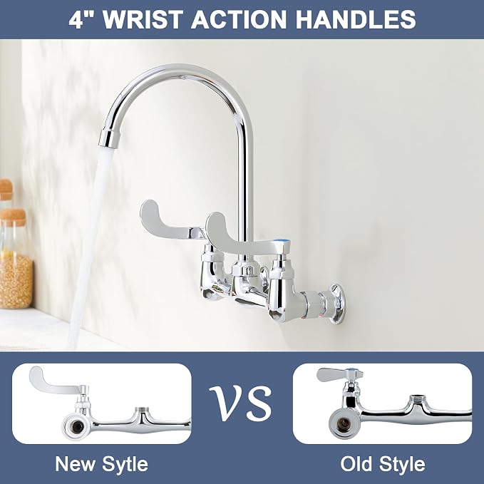 Wall Mount Commercial Sink Faucet Long Handles Wall Mounted Kitchen Faucet 8 - Image 5