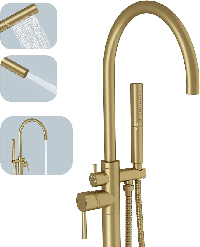 BESy Freestanding Bathtub Faucet Tub Filler Free Standing Floor Mount Stand by BESy