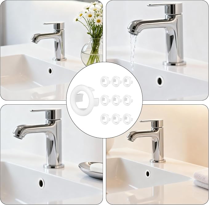 10pcs Chrome Sink Overflow Ring, Bathroom Sink Overflow Trim Ring Hole Cover - Image 7