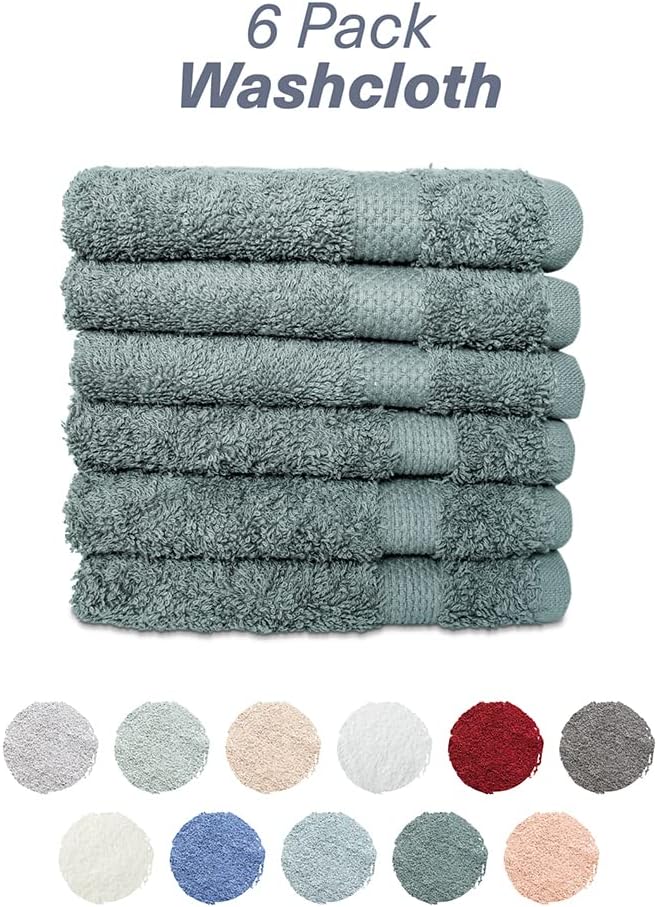 Hencely Premium 6-Pack Washcloths 12x12 Inches Soft Turkish Cotton High - Image 4