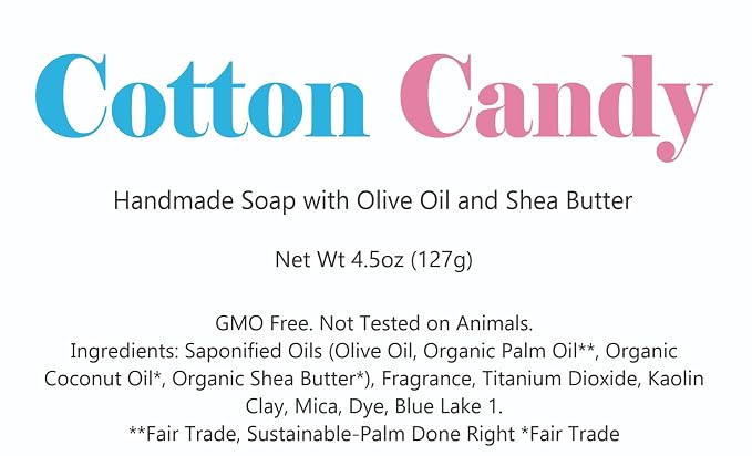 3 Pk Cotton Candy Organic Soap Bars, Handmade in USA, Natural & Cruelty Free - Image 2