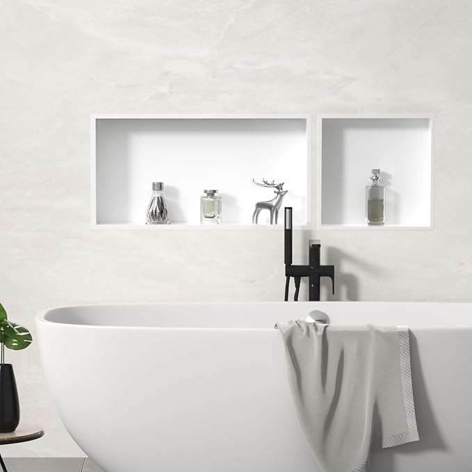 Stainless Steel Shower Niche 24" X 12" White No Tile Needed Niche Shower - Image 8