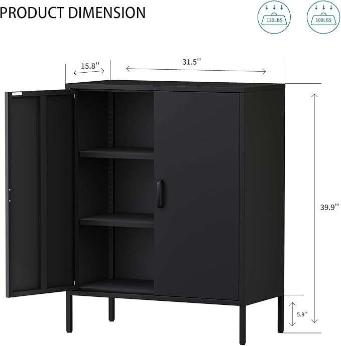 Metal Locker Storage Cabinet, Accent Sideboard Cabinet - Image 3