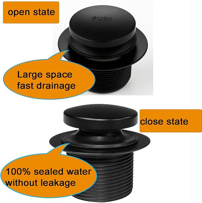 Yariwiz 1-1/2" Matte Black Bathtub Tub Drain Kit Bath Waste Overflow Drain Tube - Image 9