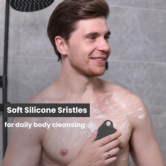 Silicone Body Scrubber Silver-Infused Dual-Sided 3-in-1 - Image 2