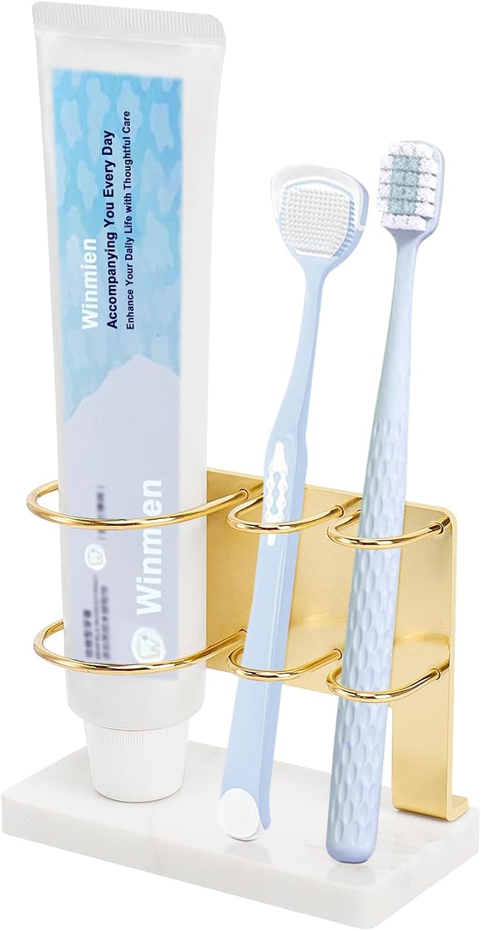 Toothbrush Holder for Bathroom Counter, Metal Toothbrush and Toothpaste Holder by WINMIEN