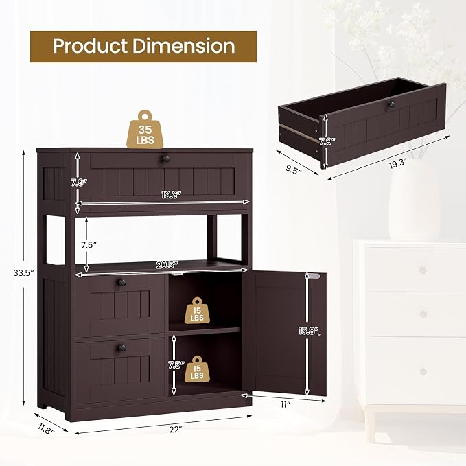 Bathroom Cabinet, Modern Bathroom Floor Storage Cabinet Organizer - Image 2