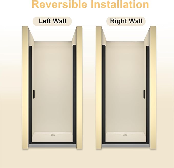 32” x 72” Pivot Swing Shower Door, 1/4 inch Tempered Glass Panel Hinged Shower - Image 3