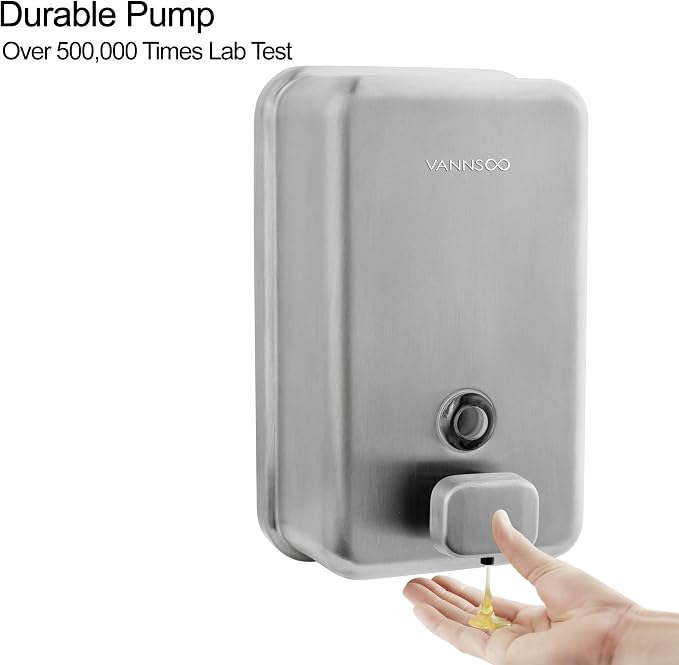 Wall Mounted Soap Dispenser Bathroom, 1100ml 37oz Commercial Stainless Steel - Image 3