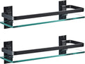 AIJALY 2 Pack Bathroom Glass Shelf, Aluminum Tempered Glass 0.34in Extra Thick by AIJALY
