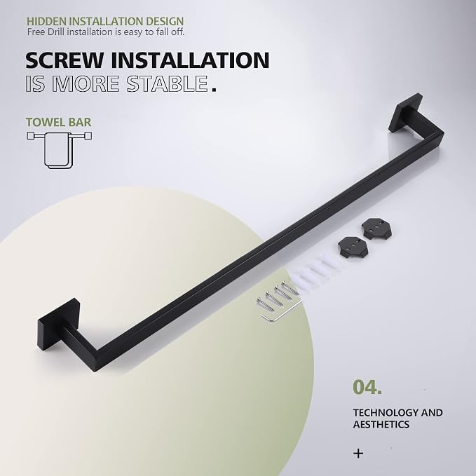 KOKOSIRI 32-Inch Single Towel Bar, Bathroom Kitchen Towel Holder, Wall Mounted - Image 3