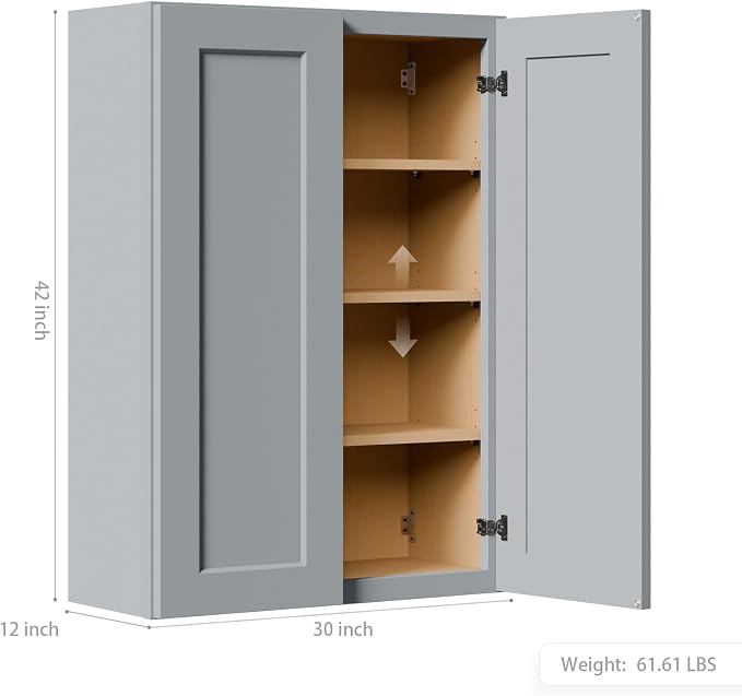30 Inch Laundry Room Cabinets Wall Mounted, Solid Wood Over The Toilet Storage - Image 3