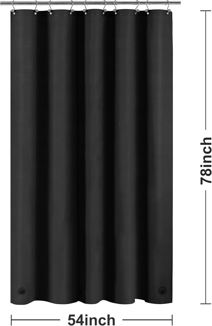 Barossa Design 54W x 78H Stall Shower Curtain Liner Black - Image 6