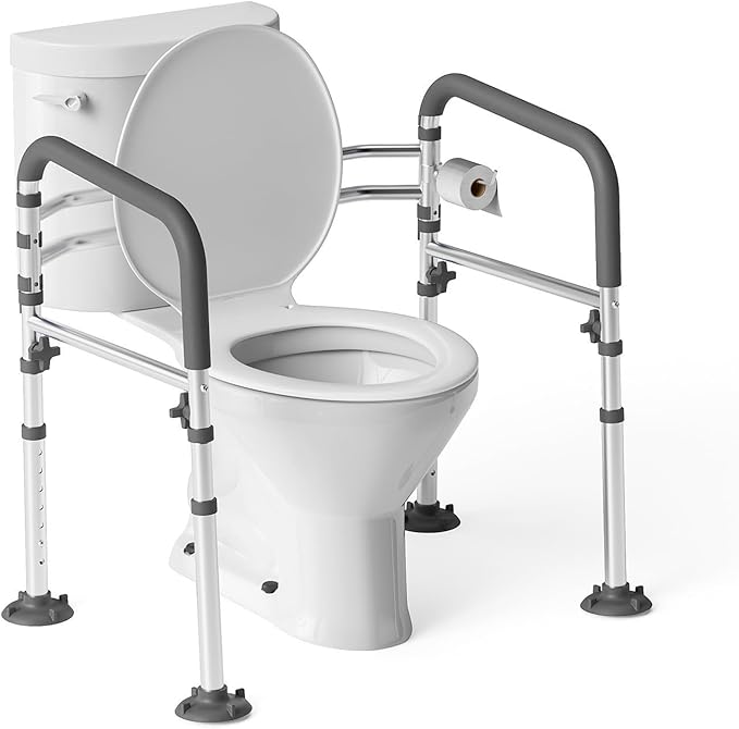 Toilet Safety Rails, Height-Adjustable Toilet Frame Width-Adjustable Toilet by Loyoda