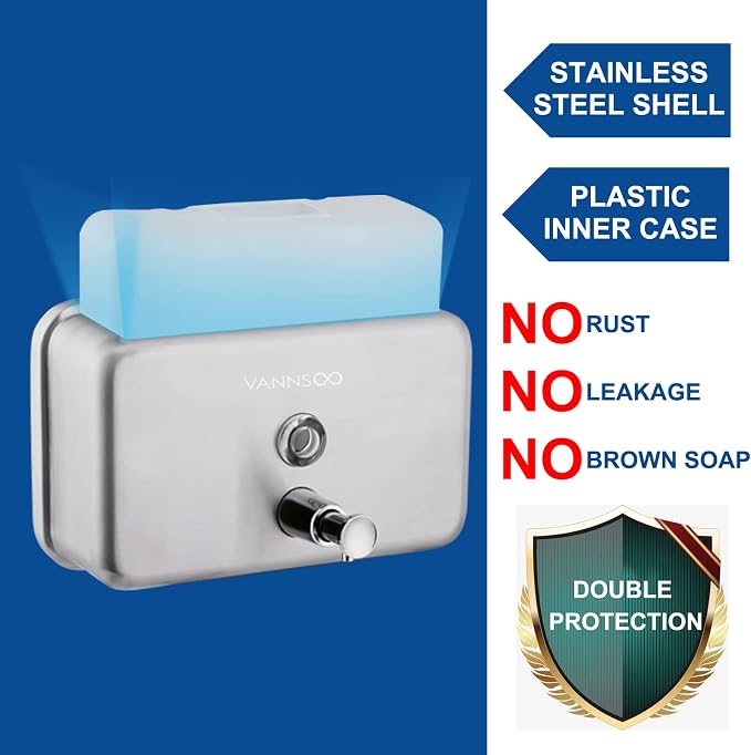 Commercial Wall Mount Stainless Steel Soap Dispenser, Rust-Proof Lining Liquid - Image 2