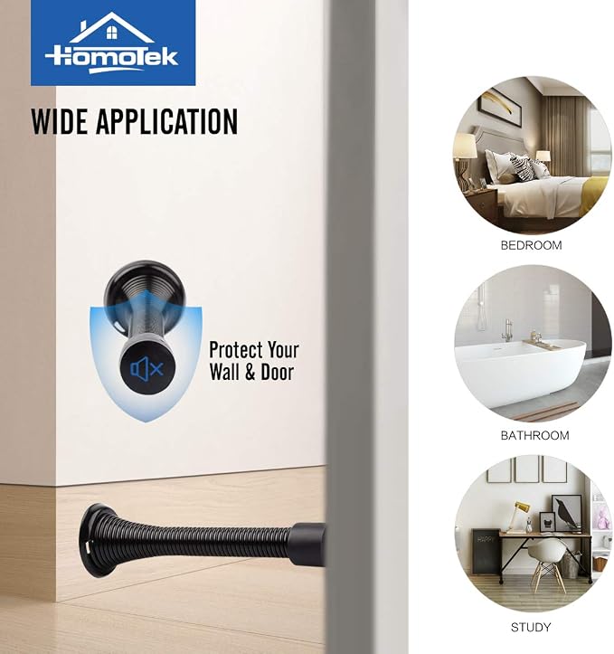 HOMOTEK 30 Pack Black Spring Door Stops, 3-1/8" Heavy Duty Door Stop - Image 3