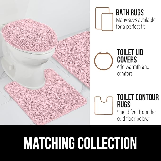 GORILLA GRIP Plush Absorbent Shaggy Chenille Bath Rug Mat - Image 8