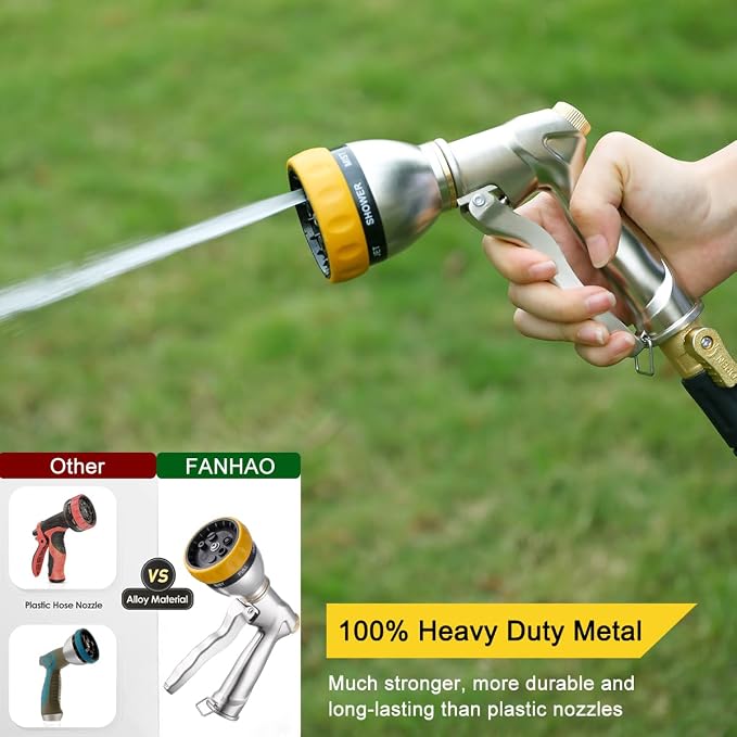 FANHAO Garden Hose Nozzle Sprayer, 100% Heavy Duty Metal Water Hose Sprayer - Image 5