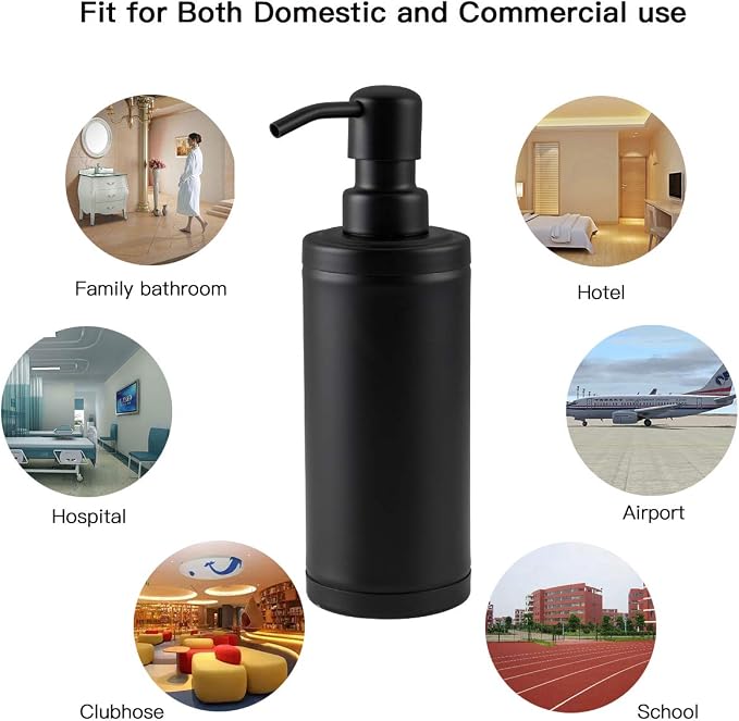 GAPPO Matte Black Soap Dispenser Stainless Steel Metal Pump Hand Lotion Bottle - Image 6