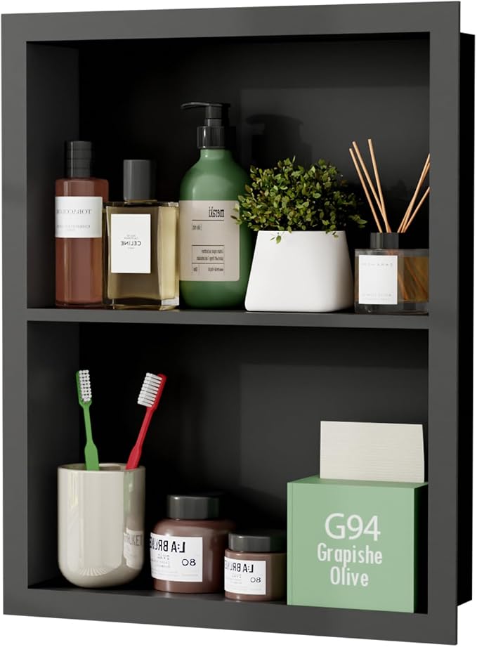 Stainless Steel Recessed Medicine Cabinet 14''*18'', Rust-Proof Metal Wall Niche by GIKLUX