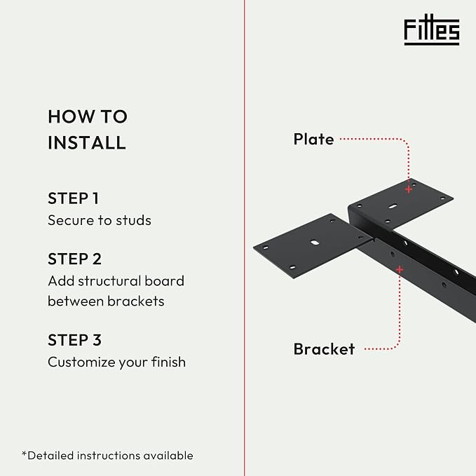 Fittes Heavy Duty Steel Floating T Shelf Bracket Mount 14 Inch 2 Pack, Holds up - Image 3