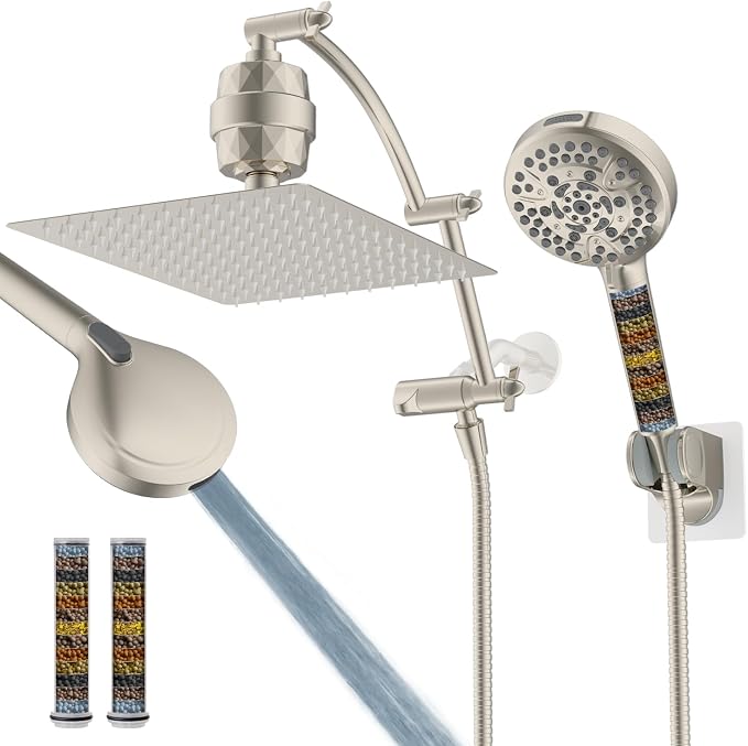 Hibbent All Metal 12'' Filtered Rainfall Shower Head Combo, High Pressure by Hibbent