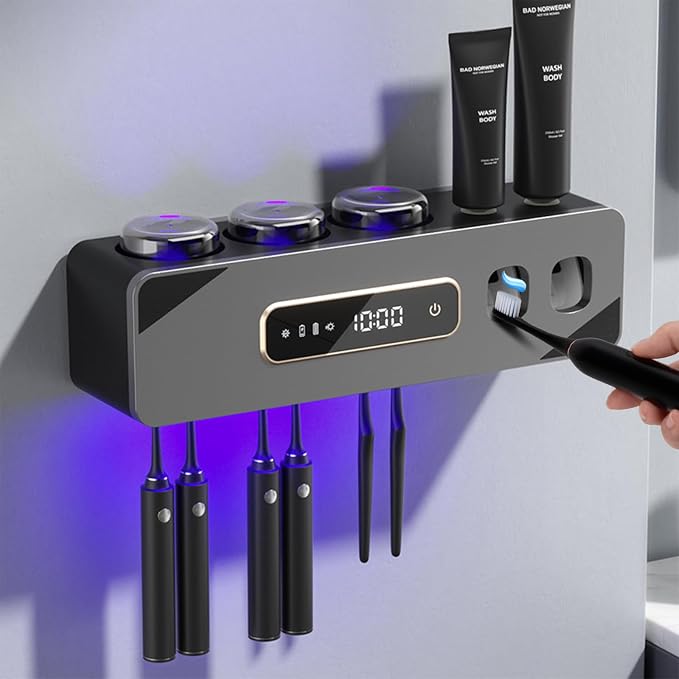 Automatic Toothpaste Dispenser, Rechargeable Toothbrush Holders by Wekity