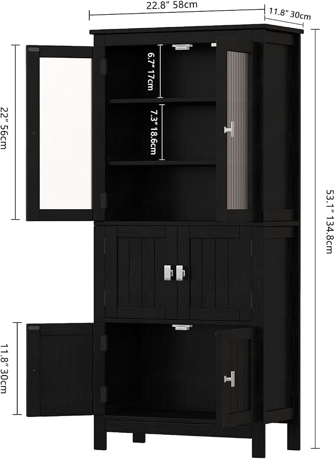 53.1" H Tall Bathroom Storage Cabinet, Bathroom Floor Cabinet - Image 3
