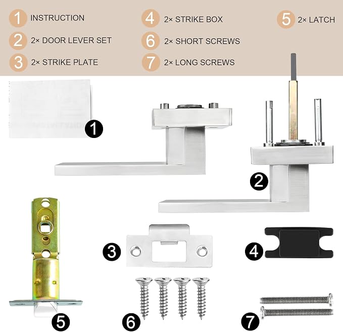 Passage Door Lever, Satin Nickel Interior Door Handles - Image 2