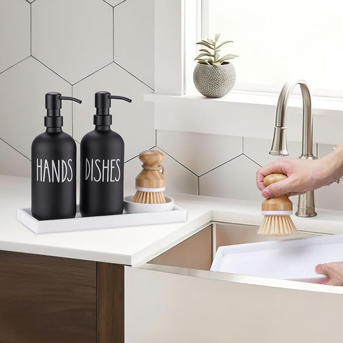 Glass Soap Dispenser for Kitchen, Farmhouse Dish &Hand Soap Dispenser Set - Image 7