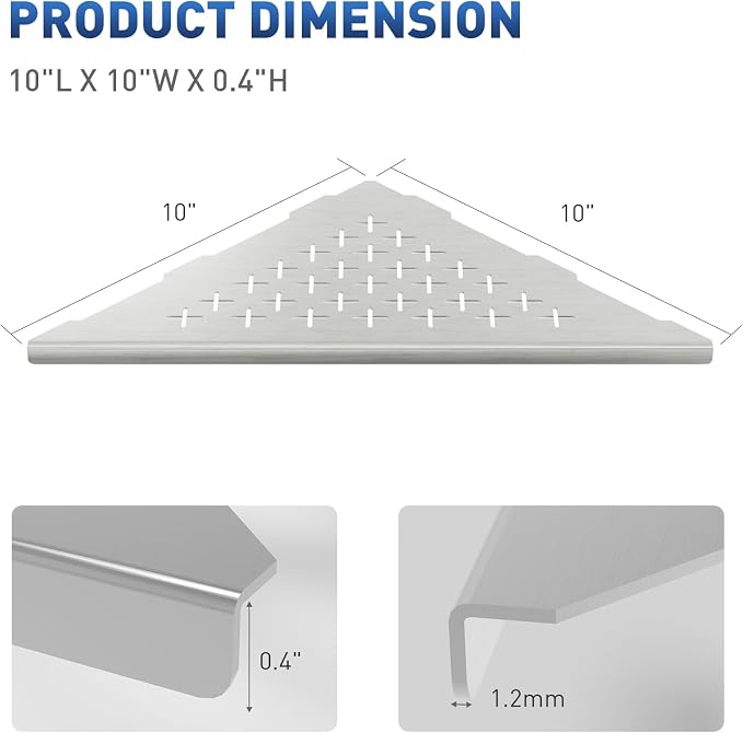 lives 2 Pack Shower Corner Shelves, 304 Stainless Steel Corner Shower Shelf - Image 2