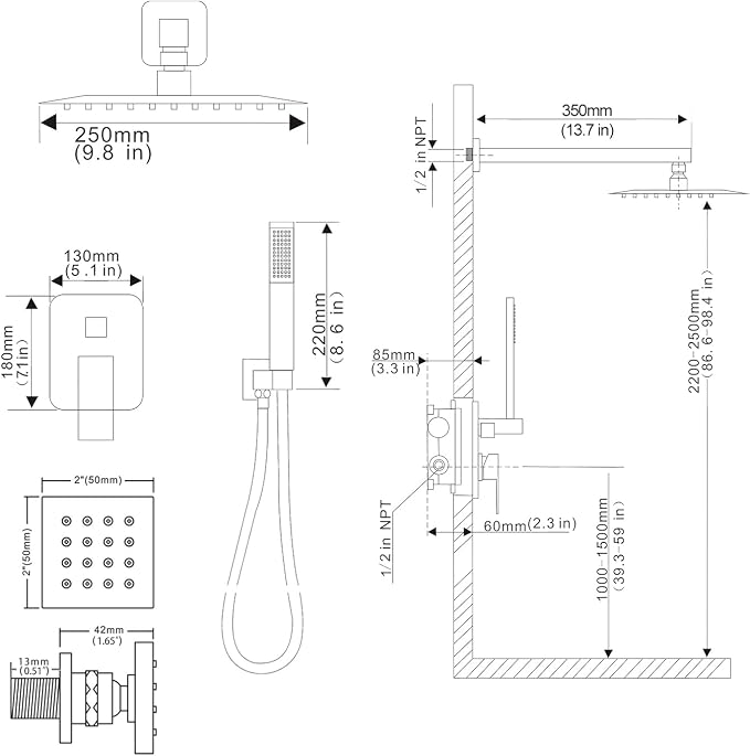 Matte Black Shower Faucet Set - Image 8