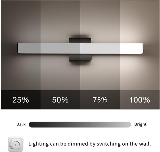 Bathroom Vanity Light Brushed Nickel Square LED 24 inch 14W 4000K Natural White - Image 4